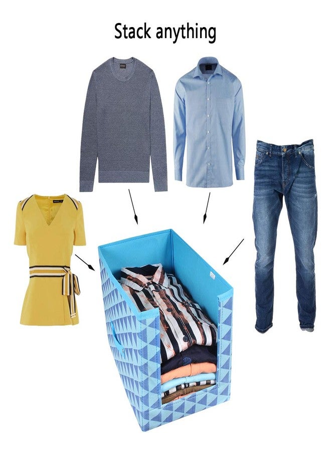 PrettyKrafts 3 Pcs Non Woven Shirt Stacker/Cloth Organizer for Storage/Closet & Wardrobe Organizer for Storage/Foldable Shirt Organizer Cloth Storage Box (Blue, 25x38x24 cm) - Image 3